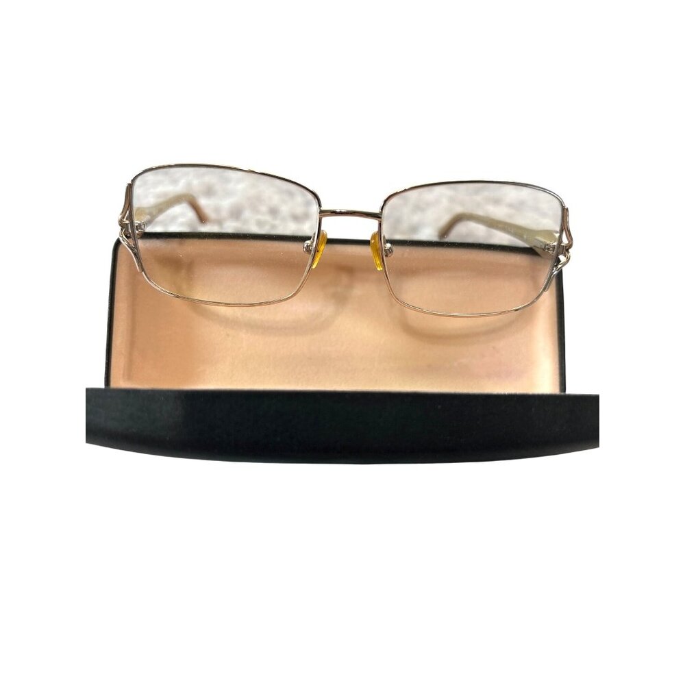 CE Mens Eye Glass Frames Mal 107 Wire Rims Brown/Gold Case Black Cleaning Cloth